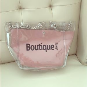 NWT CLEAR TOTE WITH CHAIN HANDLES